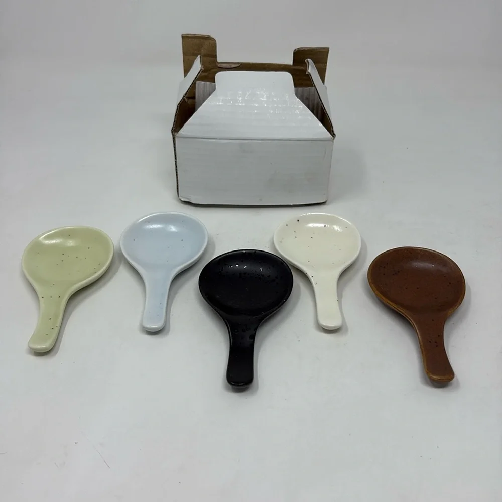 ASIAN New in Box Rice/Soup 5 Piece Set of Multicolor Spoons